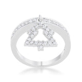 Christmas Tree 0.3ct CZ Rhodium Holiday Charm Ring - Flyclothing LLC