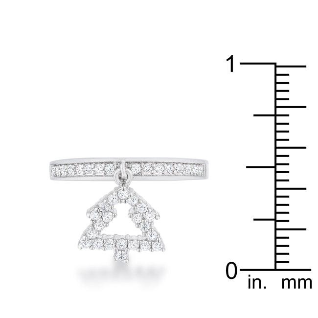 Christmas Tree 0.3ct CZ Rhodium Holiday Charm Ring - JGI