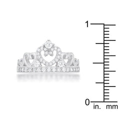 Aurora 0.34ct CZ Rhodium Heart Crown Ring - JGI