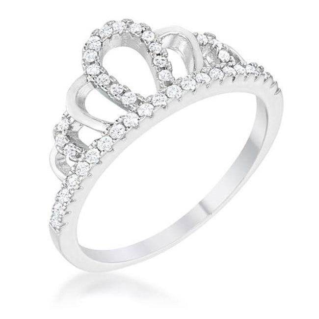 Madeline 0.2ct Rhodium Simple Crown Ring - Flyclothing LLC