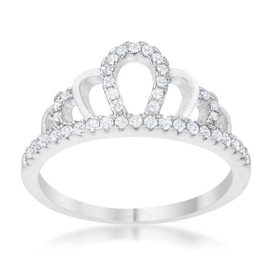 Madeline 0.2ct Rhodium Simple Crown Ring - Flyclothing LLC