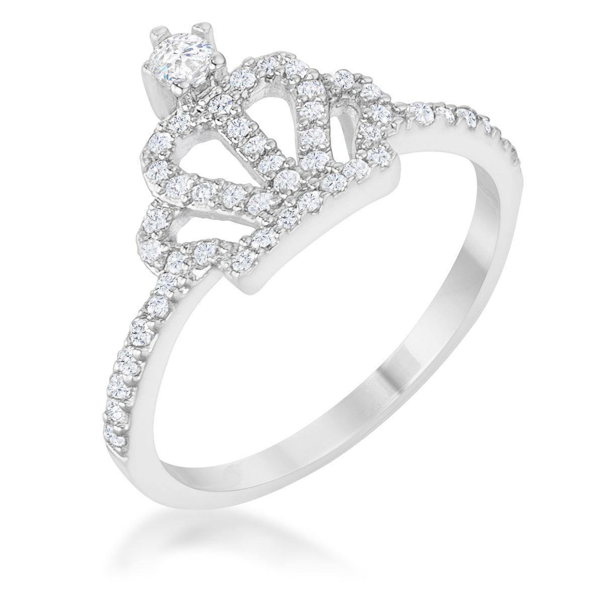 Elina 0.36ct CZ Rhodium Simple Crown Ring - Flyclothing LLC