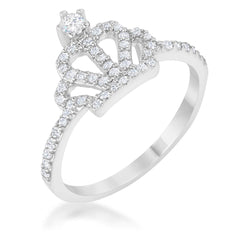 Elina 0.36ct CZ Rhodium Simple Crown Ring - Flyclothing LLC