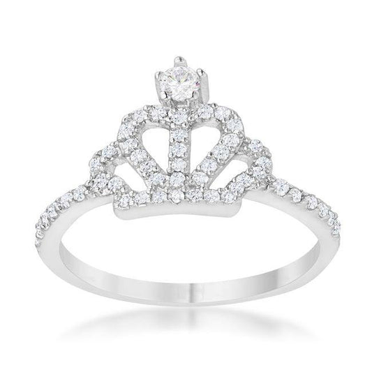 Elina 0.36ct CZ Rhodium Simple Crown Ring - Flyclothing LLC