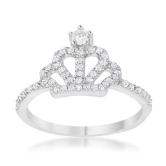 Elina 0.36ct CZ Rhodium Simple Crown Ring - JGI