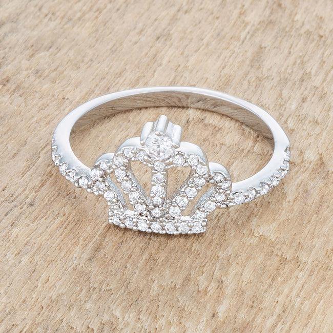 Elina 0.36ct CZ Rhodium Simple Crown Ring - JGI