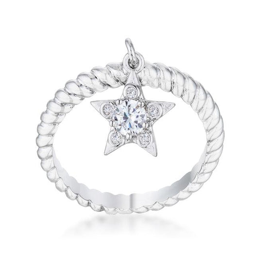 Cubic Zirconia Star Charm Fashion Ring - Flyclothing LLC