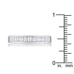 Baguette Cut CZ Rhodium Wedding Band - JGI