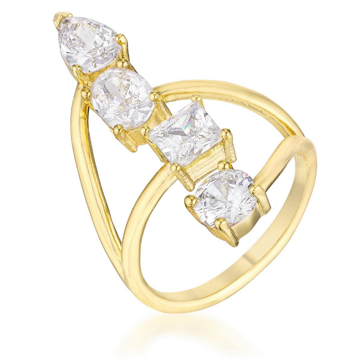 3CT Stunning CZ Goldtone Ring - Flyclothing LLC