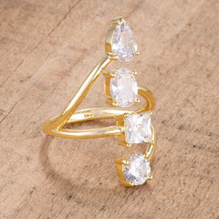 3CT Stunning CZ Goldtone Ring - Flyclothing LLC