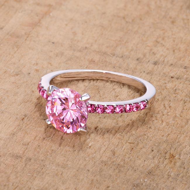 2.3CT Pink CZ Rhodium Ring - JGI