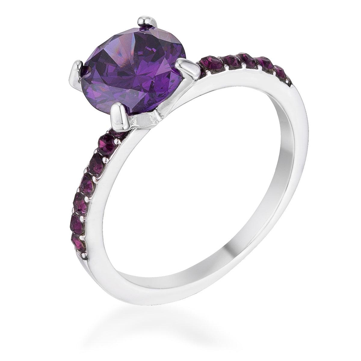 2.3CT Amethyst CZ Rhodium Ring - JGI