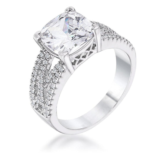 3Ct Elegant Rhodium Plated Criss-Cross Clear CZ Engagement Ring - Flyclothing LLC