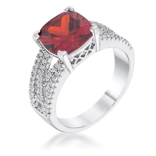 3Ct Elegant Rhodium Plated Criss-Cross Garnet CZ Engagement Ring - Flyclothing LLC