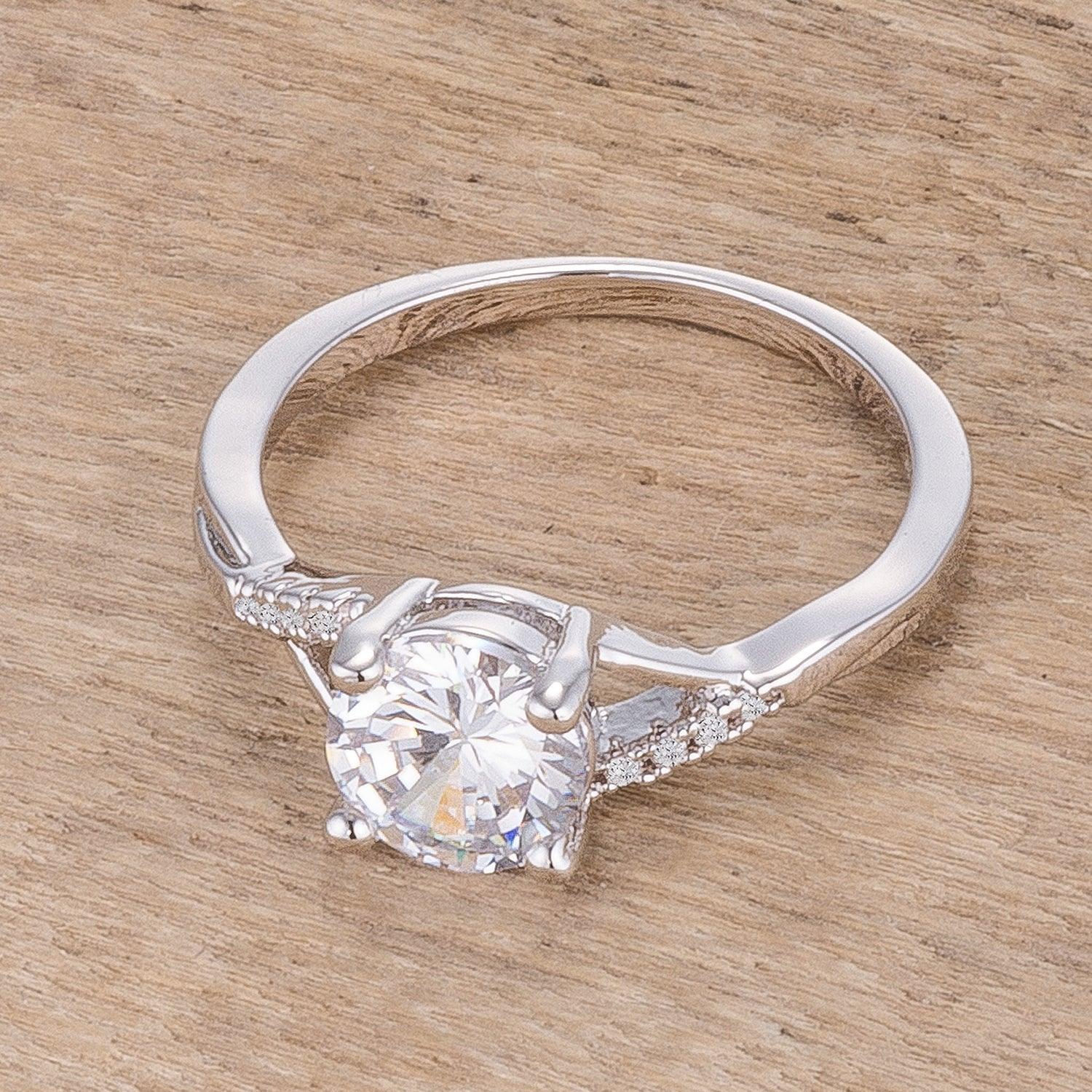 1.3Ct Rhodium Plated Simple Engagement Ring - Flyclothing LLC