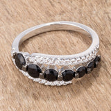 1.06Ct Rhodium & Hematite Plated Graduated Black & Clear CZ Half Eternity Ring - Flyclothing LLC