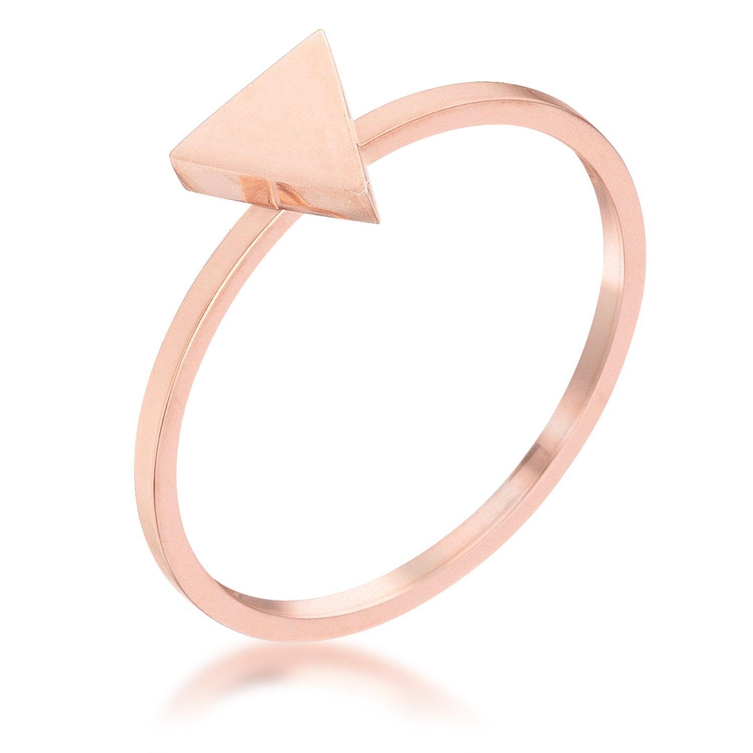 Stainless Steel Rose Goldtone Plated Triangle Stackable Ring - Flyclothing LLC