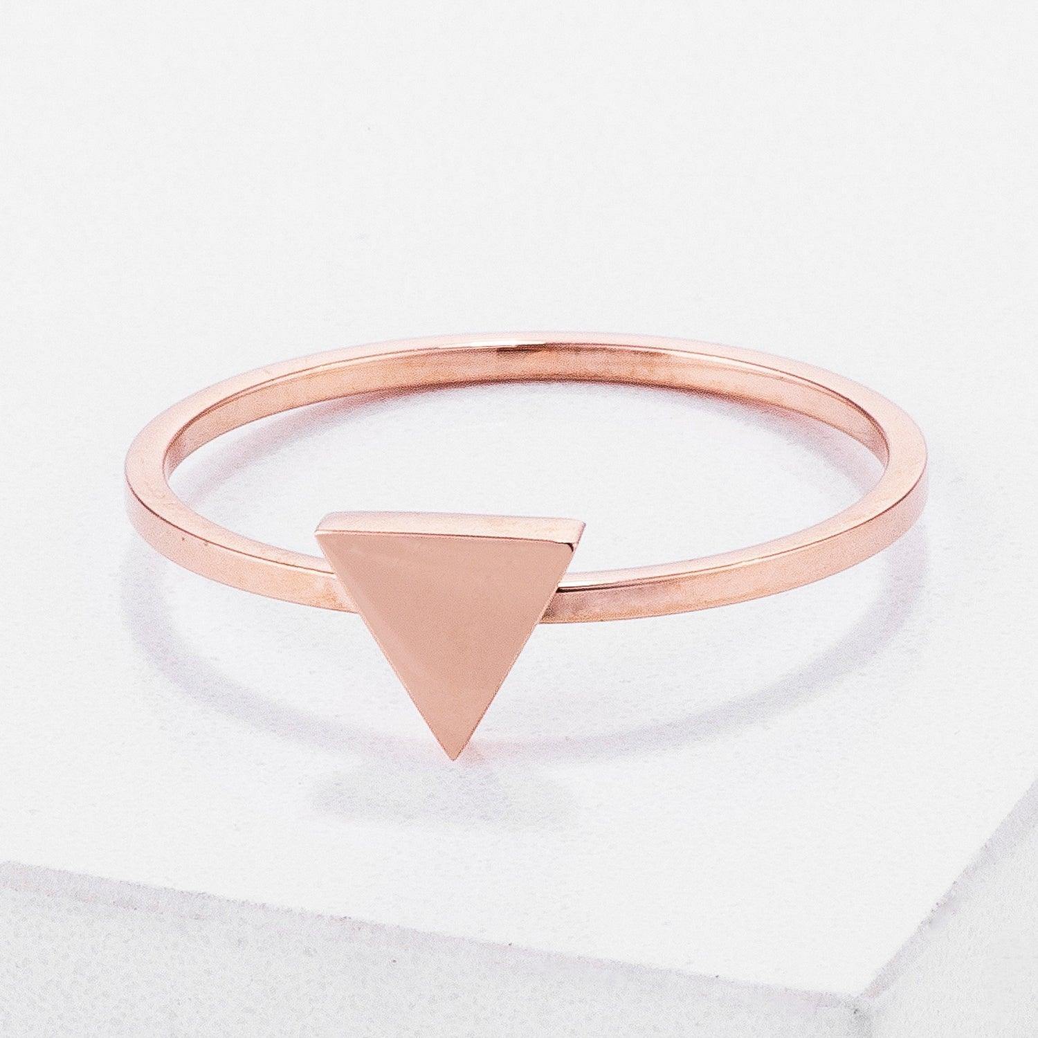 Stainless Steel Rose Goldtone Plated Triangle Stackable Ring - Flyclothing LLC