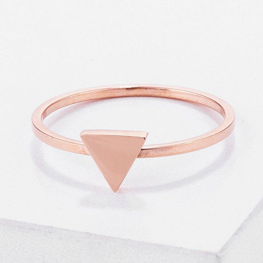 Stainless Steel Rose Goldtone Plated Triangle Stackable Ring - Flyclothing LLC