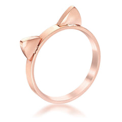 Stainless Steel Rose Goldtone Cat Ear Ring - Flyclothing LLC