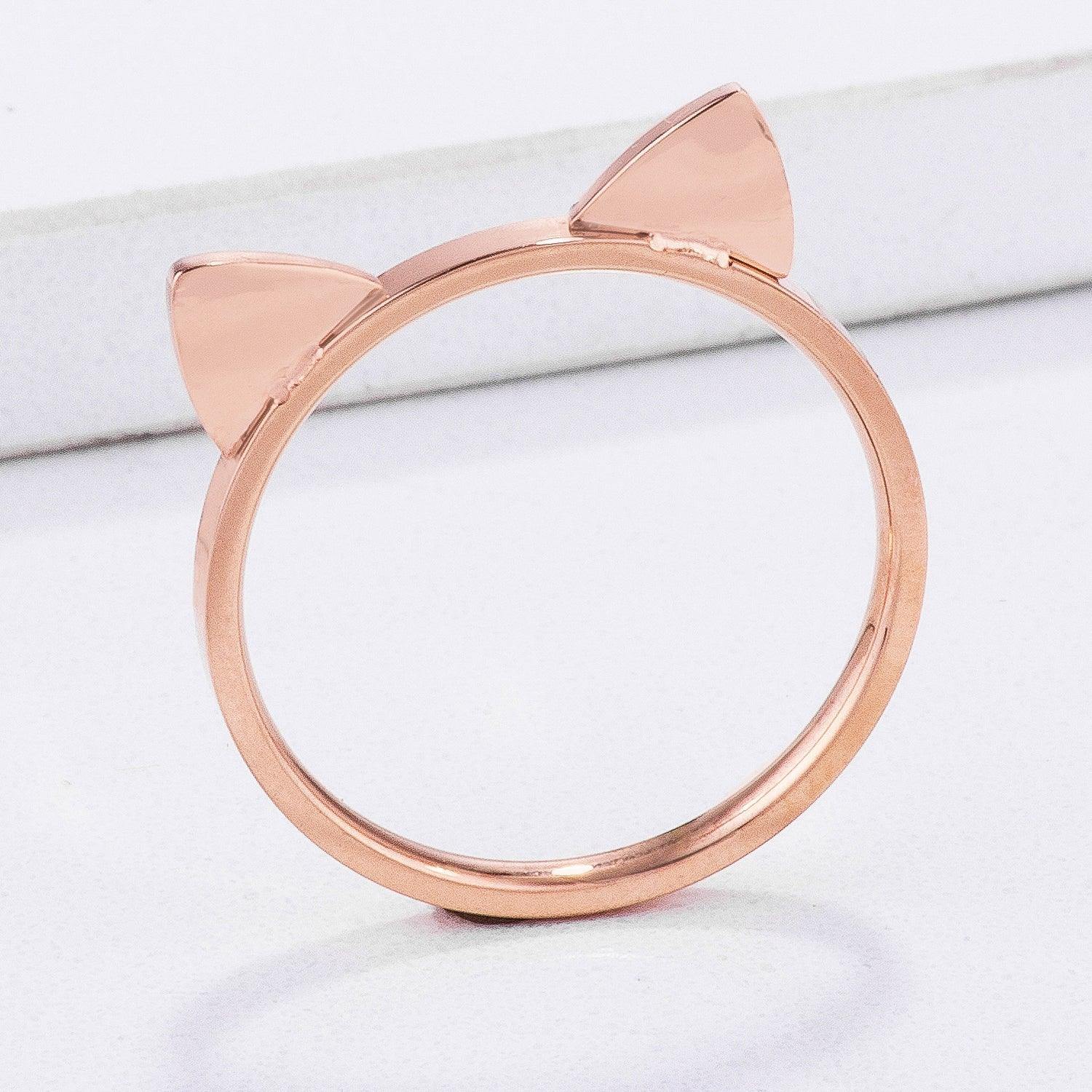 Stainless Steel Rose Goldtone Cat Ear Ring - Flyclothing LLC