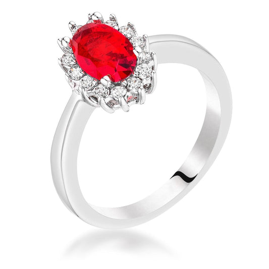 Ruby Red CZ Petite Oval Ring - Flyclothing LLC