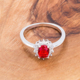 Ruby Red CZ Petite Oval Ring - Flyclothing LLC