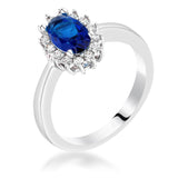 Sapphire Blue CZ Petite Oval Ring - Flyclothing LLC