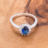 Sapphire Blue CZ Petite Oval Ring - Flyclothing LLC