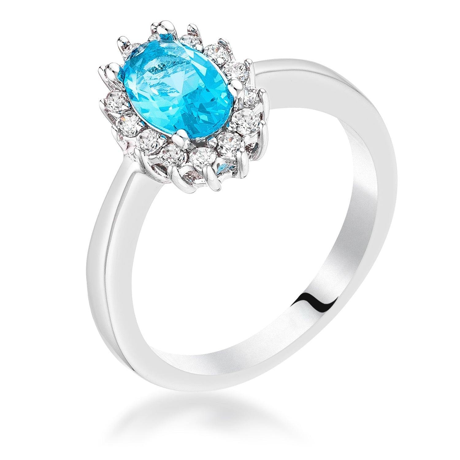 Aqua Blue CZ Petite Oval Ring - JGI