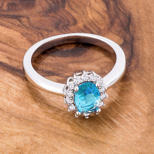 Aqua Blue CZ Petite Oval Ring - Flyclothing LLC