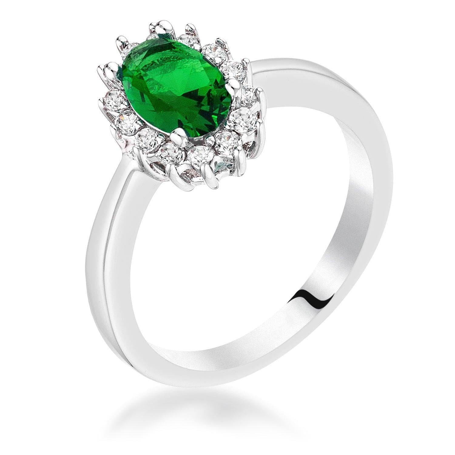 Emerald Green CZ Petite Oval Ring - JGI