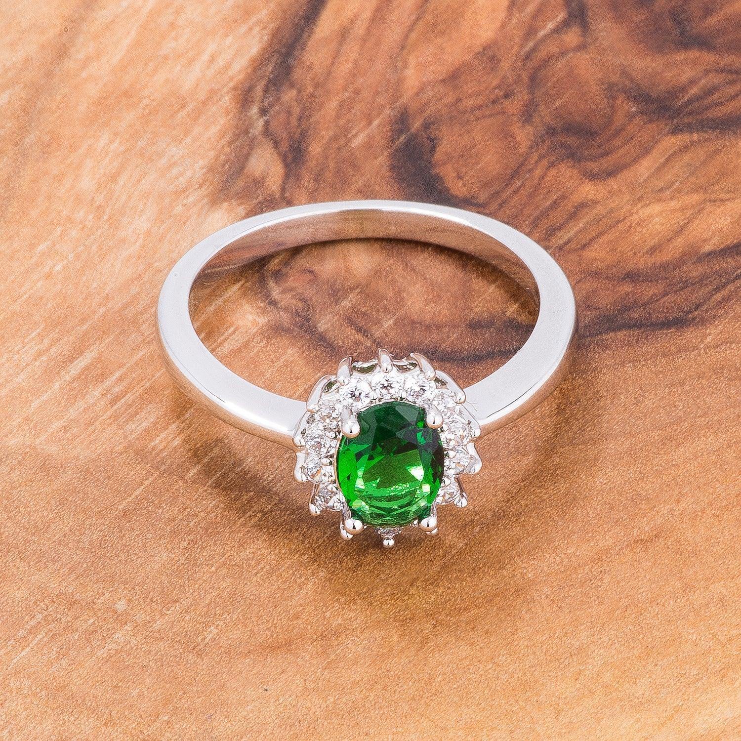 Emerald Green CZ Petite Oval Ring - JGI