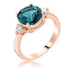 Rose Gold Plated Blue Green Three Stone Engagement Ring - JGI