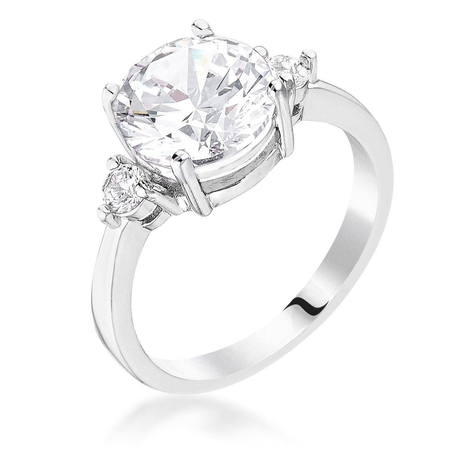 Classic Three Stone Clear CZ Engagement Ring - JGI