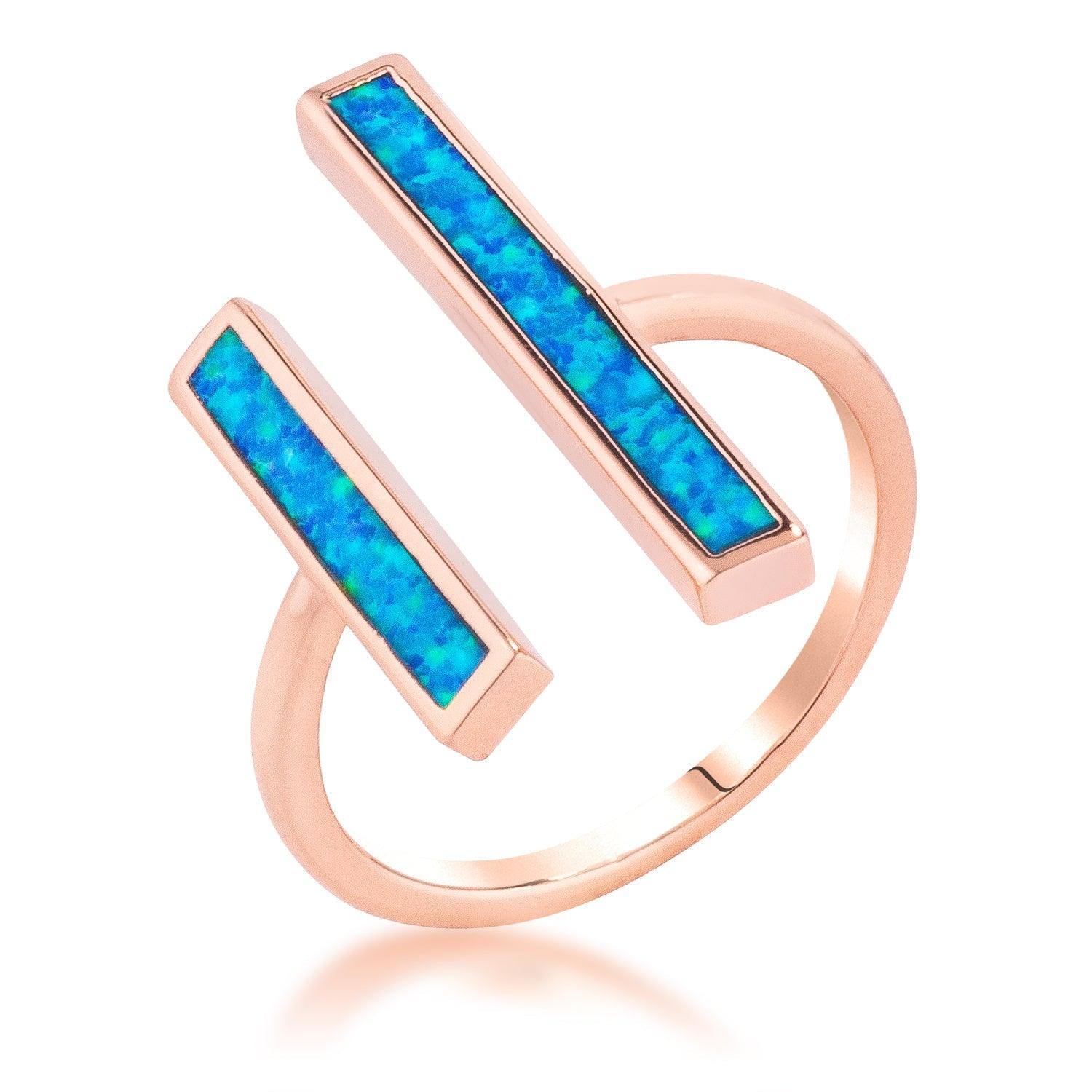 Contemporary Blue Opal Double Bar Ring - JGI