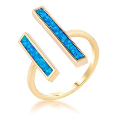 18k Gold Plated Blue Opal Ring - Flyclothing LLC