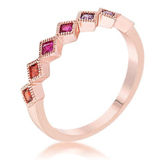 Rose Gold Plated Multi-Color Septem Princess Cut Half Eternity Band - JGI