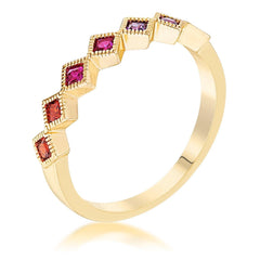 Gold Plated Multi-Color Septem Princess Cut Half Eternity Band - Flyclothing LLC