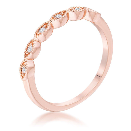 Rose Gold Plated Sextus Marquise Delicate Stackable Ring - JGI