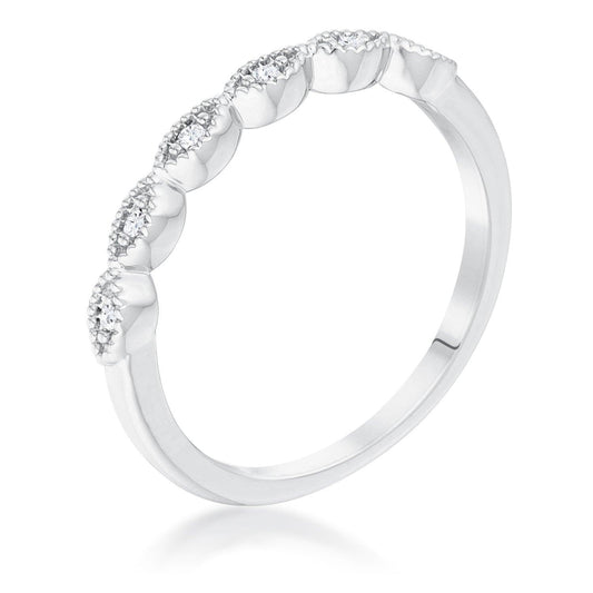 Rhodium Plated Sextus Marquise Delicate Stackable Ring - Flyclothing LLC