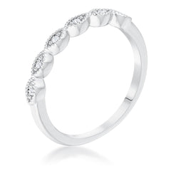 Rhodium Plated Sextus Marquise Delicate Stackable Ring - Flyclothing LLC