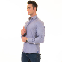 Gravity Homme Men's Long Sleeve Button Up / Bliss Azul R2 - Flyclothing LLC