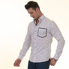 Gravity Homme Men's Long Sleeve Button Up / Memory Lane R4 - Flyclothing LLC