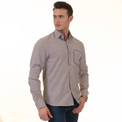 Gravity Homme Men's Long Sleeve Button Up / London Plaid R6 - Flyclothing LLC