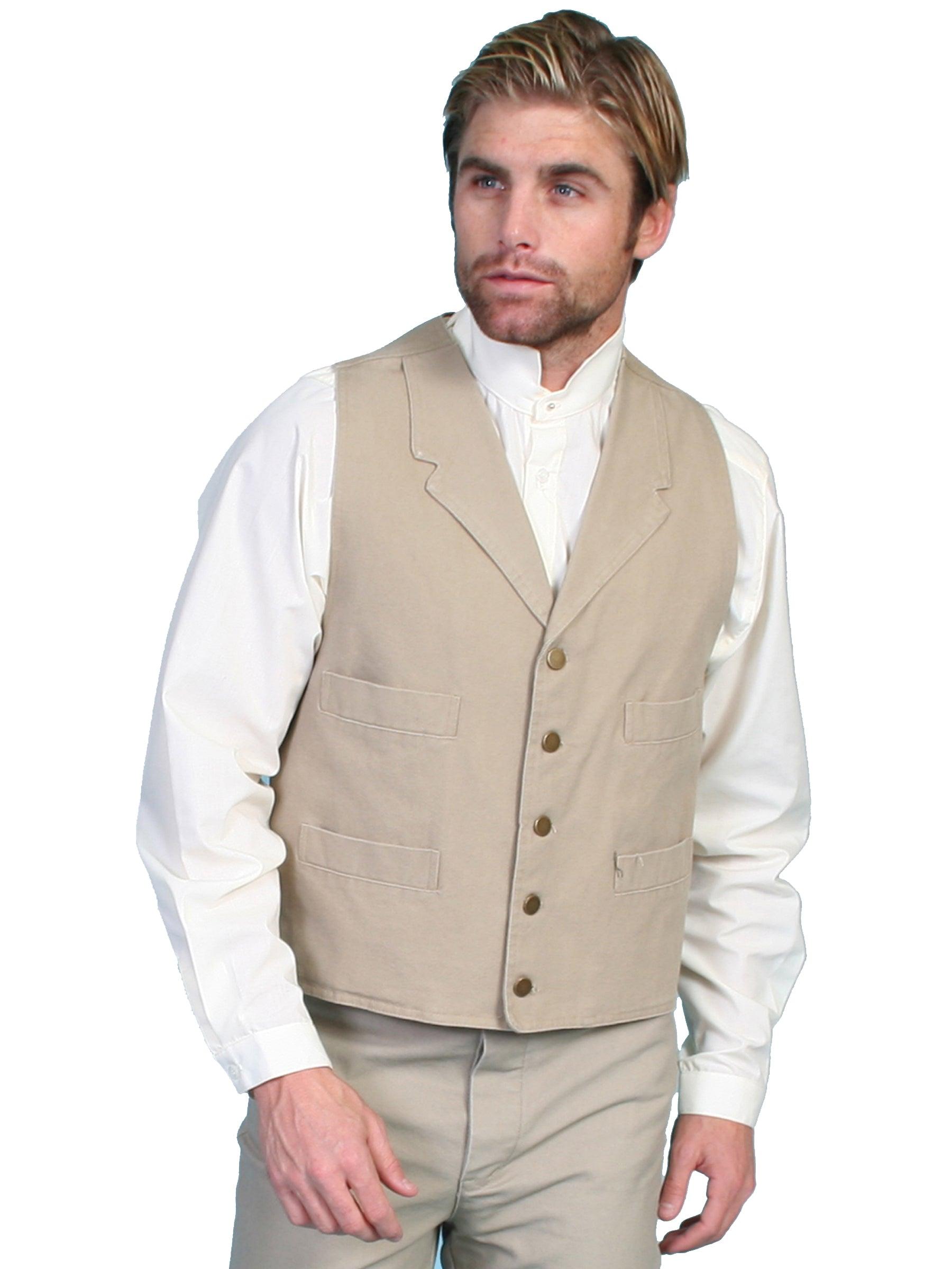 Men's Blue Ranchwear Solid Button-Down Duck Canvas Vest