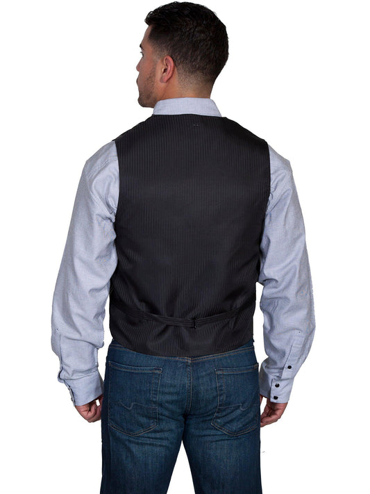 Scully BLACK NO LAPEL BLK/WHT PINSTRIPE VEST - Flyclothing LLC