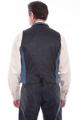 Scully Leather Blue Herringbone Point Bottom Vest - Flyclothing LLC