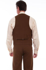 Scully Leather 95% Cotton 5% Spandex Brown Stretch Canvas Weave Vest - Flyclothing LLC