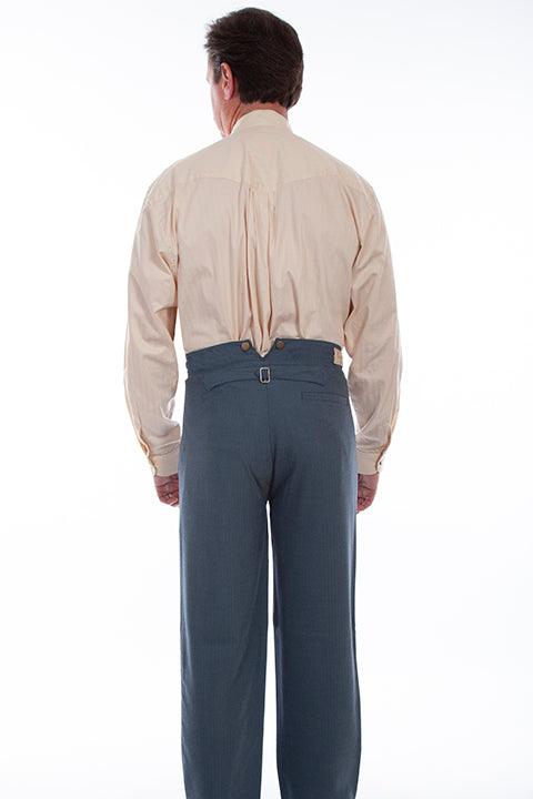 Scully Leather 95% Cotton 5% Spandex Blue Herringbone Pant - Flyclothing LLC